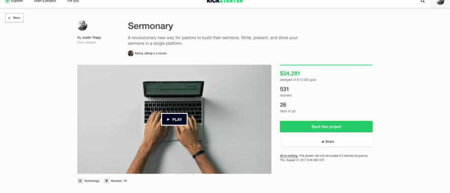 Sermonary Kickstarter